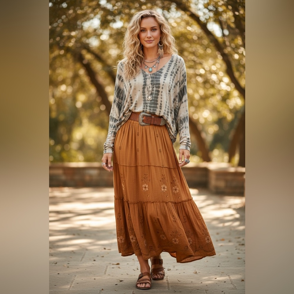Enti Long Sleeve Super Soft Boho Hippie Tiedye Large Sweater Rayon